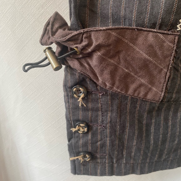 Women's Dark Brown Pinstripe Steampunk Trousers Pants Medium Lagenlook Unique - Picture 3 of 15